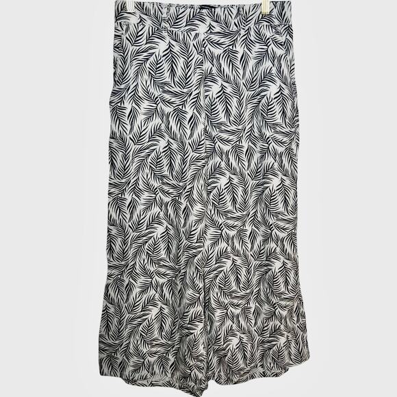 NEW | TAHARI Wide Leg 100% Linen‎ Palazzo Pants European Flax Leaf Motif sz M - Picture 1 of 6